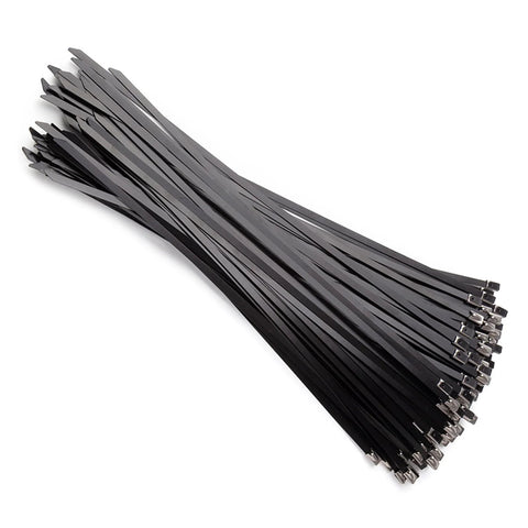 100 pcs black stainless steel metal fasteners with silver locking ends for pipes, roofs and indoor use