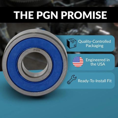 PGN R8-2RS bearing with blue rubber seal, lubricated chrome steel sealed ball bearing, 1/2 x 1-1/8 x 5/16, 10-pack