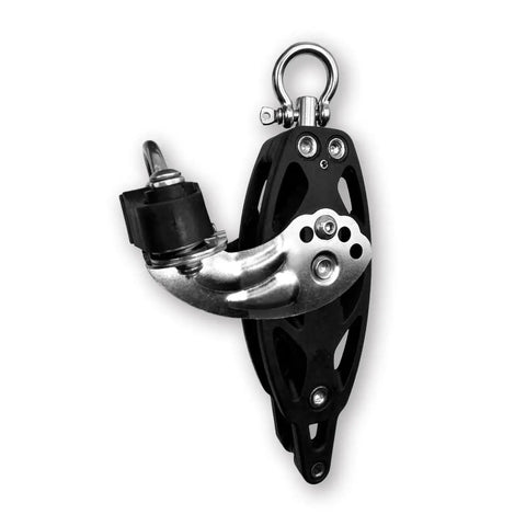 RiaYer 35mm single swivel becket cam block with black frame and silver aluminum cam; top swivel shackle