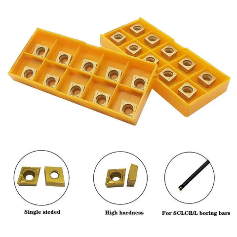 20 Pack Carbide Turning Inserts CCMT09T304 CCMT32.51 Multilayer Coated Inserts For CNC Lathe 80 Degree Indexable