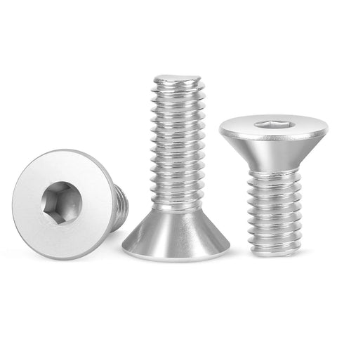 50 Pack M6 X 20mm Flat Head Socket Cap Screws Bolts Countersunk Allen Bolts Stainless Steel 304 Full Thread Bright Finish Screwdriver Included