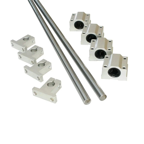 2 Pack Pro Grade Linear Rail Kit 500mm With 12mm Dia Ball Bearing Slide Bushing And 500mm Linear Shaft Optical Axis Rod Rail Support Set For Smooth Low Noise Movement On CNC Or DIY Machines, includes steel rails and SC12UU bearings.