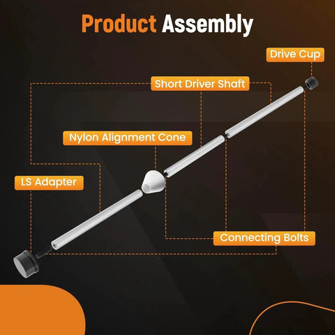 38 Inch Cam Bearing Installation and Removal Tool for Chevy GM LS Engines LS1 LS2 LS3 LS6 LQ9 showing components labeled