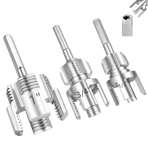 3 Piece PVC Pipe Threader Set For Water Lines - 1/2 Inch, 3/4 Inch, and 1 Inch dual function internal external threading tool