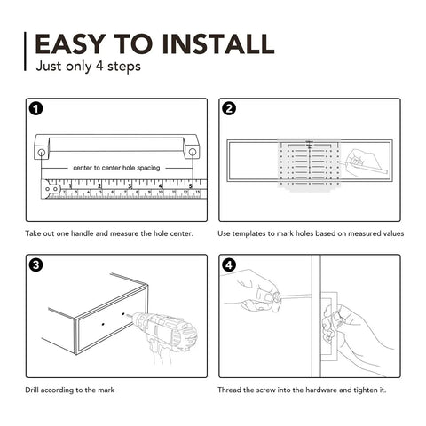 Installation guide for Black 5 Inch Square Cabinet Pulls 30 Pack Stainless Steel Kitchen Cabinet Handles Modern Hardware, step-by-step.