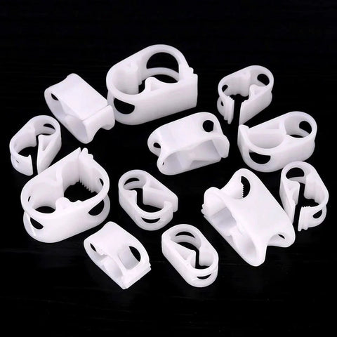 40 Piece Plastic Tube Clamps Kit With Four Sizes displayed on black background
