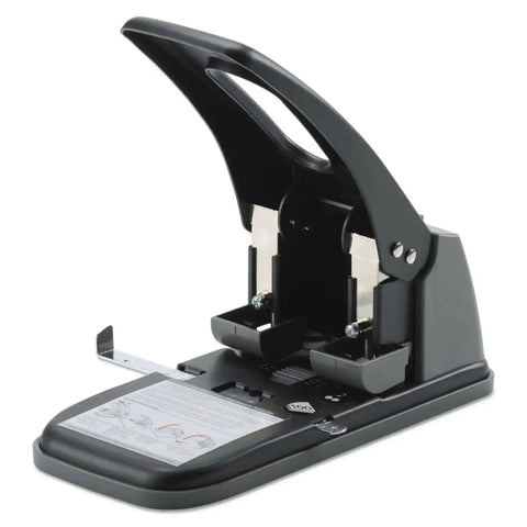Heavy Duty Two Hole Punch With High Capacity For 100 Sheets Built Tough Metal Construction Wide Handle For Easy Storage Lock In Closed Position Black Finish