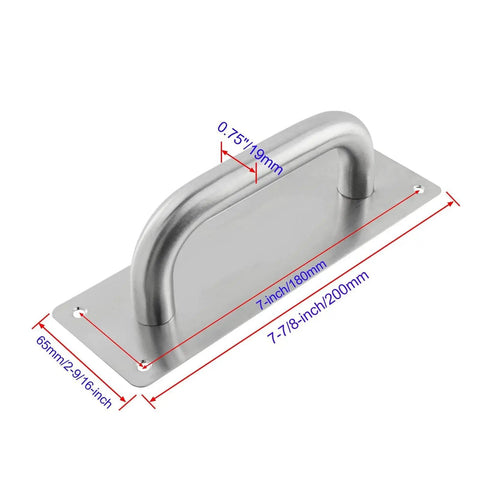 Stainless Steel Door Pull Handle With Plate Heavy Duty Barn Door Hardware For Shed Gate 7 7/8 Inch Long By 2 9/16 Inch Wide