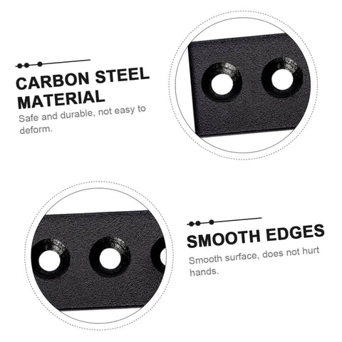 Black Metal Track Connection Plate for Sliding Barn Door Track Fixing Connector, adjustable joint, smooth track alignment.