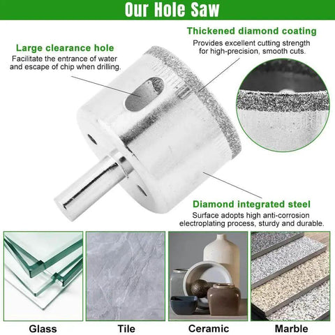 Diamond Hole Saw Kit With Guide Jig And Double Suction Cups For Ceramic Glass Tile And Stone From 0.24 To 1.97 Inches close-up