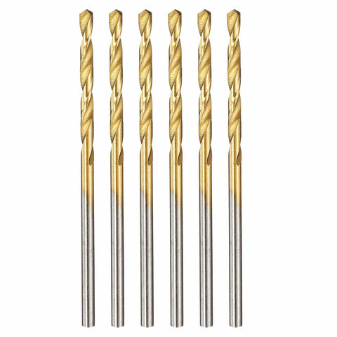 2mm Drill Bit Set M2 High Speed Steel TiN Coated 6 Piece Twist Drill Bits For Metal Wood Plastic With 135 Degree Split Point