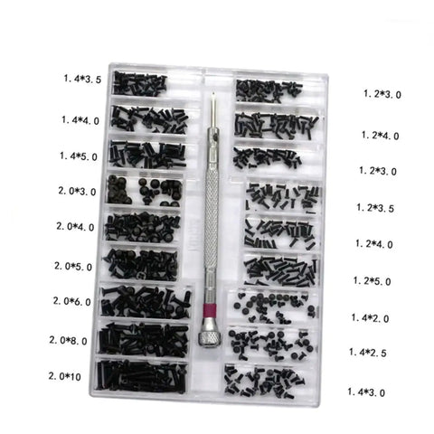 Miniature Screw Kit For Glasses, Watches And Electronics With Countersunk Round Head Screws In A Handy Lightweight Portable Storage Case