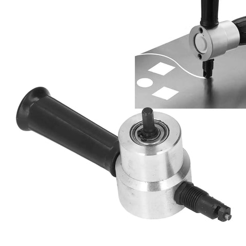 Electric Double Head Metal Sheet Nibbler Cutter with ergonomic handle for precise aluminum, stainless steel, copper, iron cutting.