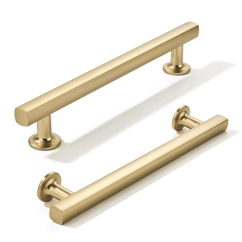 10 Pack 5 Inch Center To Center Champagne Bronze Satin Brass Cabinet Pulls shown on white background