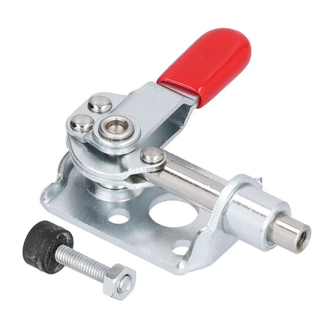 Heavy Duty Toggle Clamp With 88 Lbs Holding Power, Quick Release Push Pull Grip for woodworking and metal projects, front view.