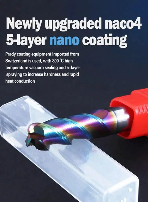Round Nose Milling Cutter For CNC Machines, Metal Corner Radius End Mill Bullnose Cutter, Tungsten Carbide Steel Router Tool With Pro Grade 3F Surface Finish, 10R Radius, 0.5X30X75mm Size, Durable Precision Machining Bit with rainbow NACO coating