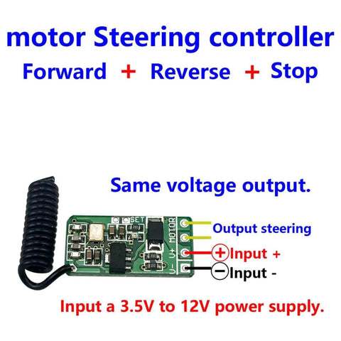 Dope Remote Control Switch Module For DC 3V To 12V Motors With Forward And Reverse Stop Mini RF Wireless Controller diagram