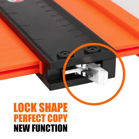 Contour Gauge Tool For Woodworking And DIY With Lock, Pro Grade Shape Duplicator For Accurate Copying Of Flooring, Tile, Trim, Pipes And Home Improvement Projects, Handy Gift For Him And DIY Enthusiasts showing locking mechanism.