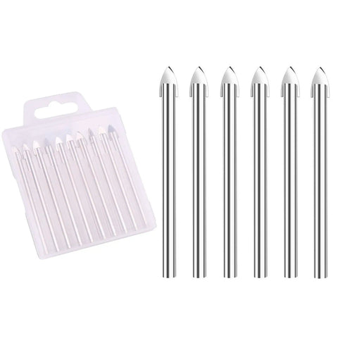 All-In-One Multi Material Glass Drill Bits Set With 6mm Carbide Tip And 1/4 Inch Round Shank, 10-Piece Kit For Glass Ceramic Marble Amonk