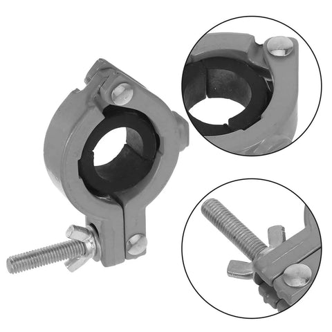 Close-up of Rotatable Aluminum Mini Bench Vise Clamp with Table Clamp, showing swivel head detail and fixture components.