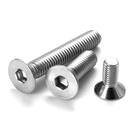 3/8-16 Inch Flat Head Hex Socket Cap Screws Countersunk Bolts With Allen Drive 304 Stainless Steel 18-8 Bright Finish