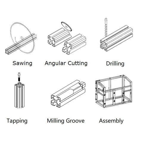 Diagrams showing uses of 40 Series Aluminum Extrusion T Slot 4040 Black 200mm Long 4 Pack Extruded Aluminum Profile For DIYers.