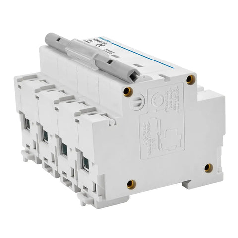 DC 4 Pole Photovoltaic Miniature Circuit Breaker 80A 1000V DC Type D, 8kA Breaking Capacity, 35mm DIN Rail Mount, side view