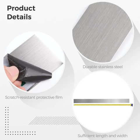 Image showing Durable 304 Stainless Steel Trim Strip With Adhesive Backing For Kitchen And Home DIY Projects. Features scratch-resistant film and brushed finish.
