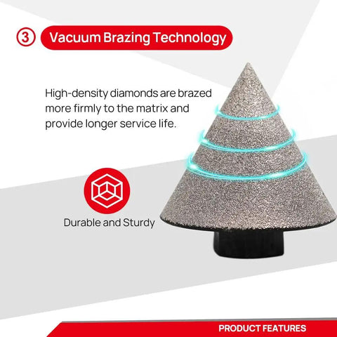 Pro Grade Diamond Beveling Chamfer Bit for Granite and Marble Tiles, 2 Inch Diamond Hole Saw With Five Eighths Inch Eleven Thread For Angle Grinder