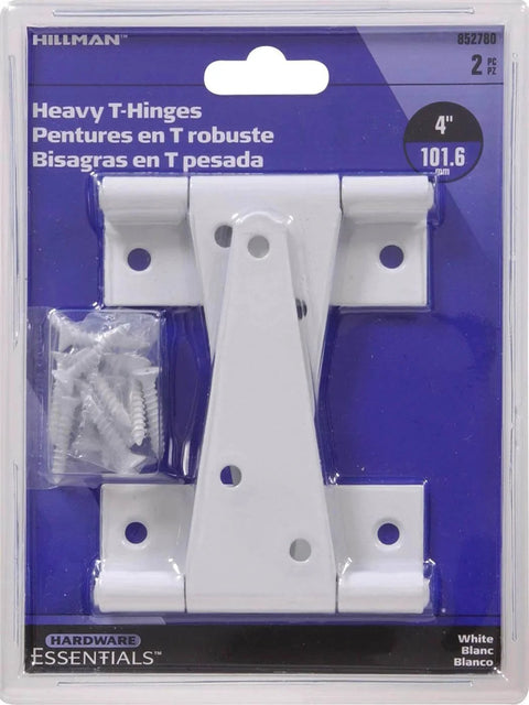 Heavy Duty T Hinges 4 Inch White 2 Pack For Doors And Gates Durable Construction Smooth Operation Prevents Sagging T Shaped Design