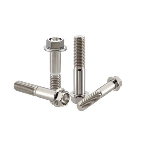 Titanium M6 Flanged Hex Bolts Set, 1.0mm Pitch, Assorted Lengths 5 To 80mm, Ti 6Al 4V Grade 5 Alloy on white background