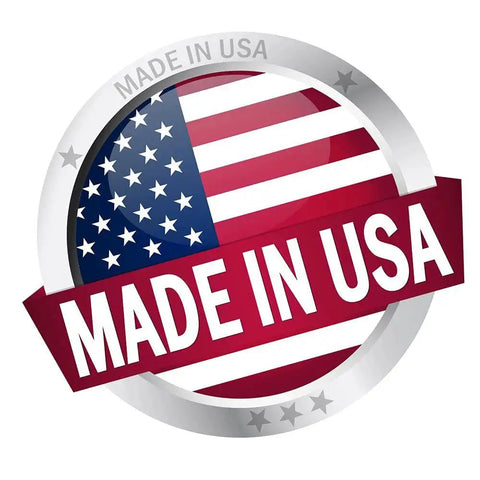 "Made in USA" badge with American flag design