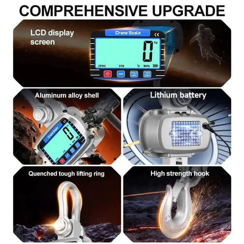 Heavy Duty Hanging Crane Scale 11000 Lbs 5T With Remote Control And LCD Display Measures Temperature And Humidity Built Tough