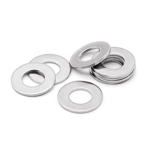 Flat washers, 7/16 in OD, 304 stainless steel, for screws and bolts, pack of 100, Amazon brand