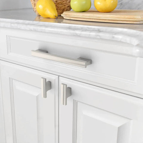 10 Pack Brushed Satin Nickel Cabinet Knobs 2 Inch 50mm Single Hole Drawer Pulls For Kitchen Cabinets ZH0026 installed view