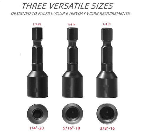 Image of a Six Piece Hanger Bolt Driver Set with 1/4 inch Hex Shank, showing three drivers for 1/4, 3/8, and 5/16 inch hanger bolts.