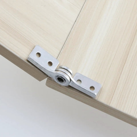 Torque Shaft Hinge Set With Adjustable Damping 2 Pack Small Metal Damper Hinges assembled on light wood surface