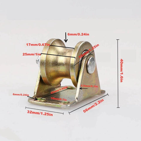 UGroove Rigid Track Wheel Sliding Gate Roller Beefy Heavy Duty Barn Door Caster 45 Steel With Double Bearings dimensions