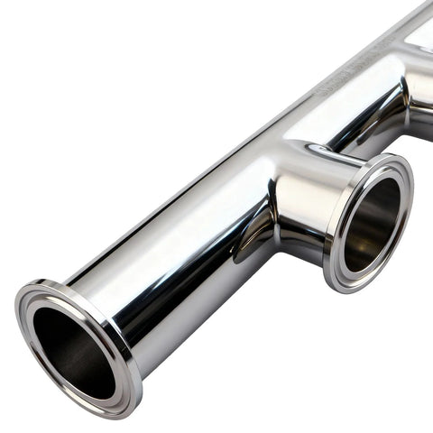 GOGOUP 1.5-inch stainless steel tri-clamp manifold, 3-way sanitary fitting, polished finish