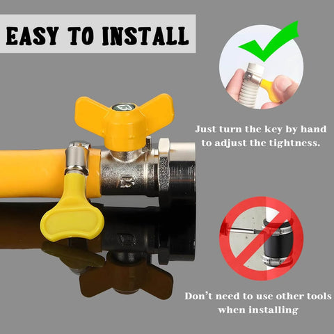 30 Piece Thumb Screw Hose Clamps Set Heavy Duty Stainless Steel in use with yellow handle shown for adjustment