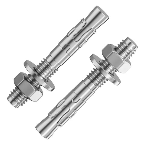 10 Pack 1/4 By 1-3/4 Inch Heavy Duty 304 Stainless Steel Wedge Anchors For Concrete And Cement, Rust Resistant Fasteners With Nut And Washer