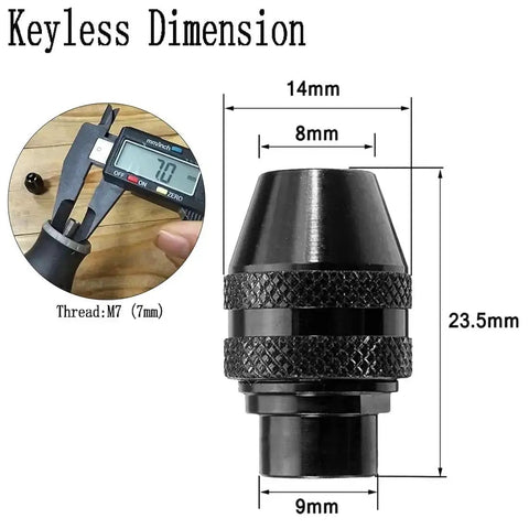 Pro Grade Ten Piece 1/8 Inch Collet Nut Set With 1/8 Inch Collet Clamping Nut And Three Jaw Keyless Chuck dimensions diagram