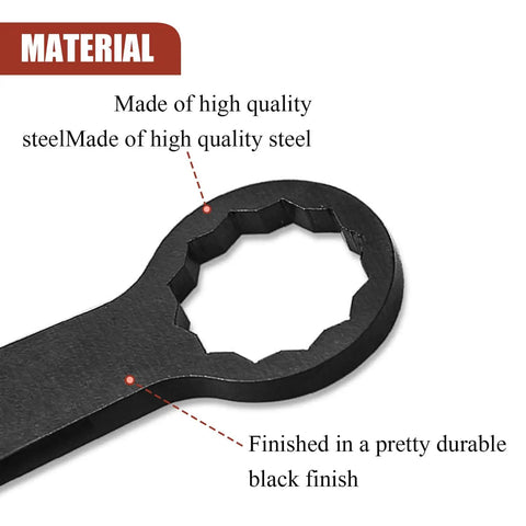 Rear Axle 36mm Wrench For Bike And Motorcycle Maintenance with durable black steel and ergonomic grip