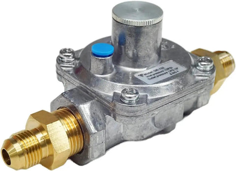 Natural Gas Regulator For Grills And Stoves, One Half Inch Inlet With Two Brass Adapters From One Half To Three Eighths Inch Male Thread