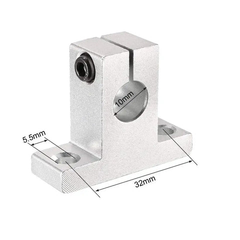 Four Piece SK10 Aluminum Linear Motion Rail Clamps Rod Guides For 10mm Shafts With 5.5mm Mount Holes, corrosion resistant