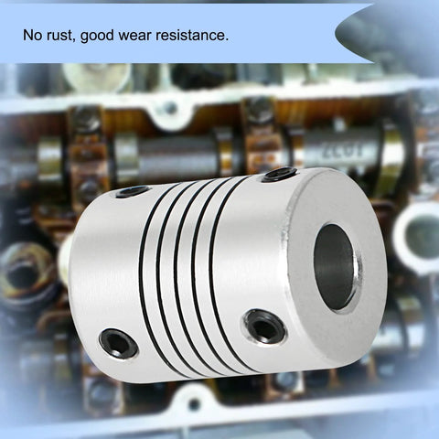 Aopin 10mm to 10mm flexible beam coupling, silver metal, 25mm long, with set screws