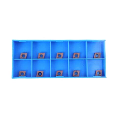 10Pcs CCMT Turning Inserts 21.51 CCMT060204 Carbide Multilayer Coated For Steel And Stainless Steel Machining in blue tray