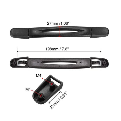 198mm Luggage Handle Strap Grip Replacement For Suitcase Case Black, showing dimensions and screw mount points