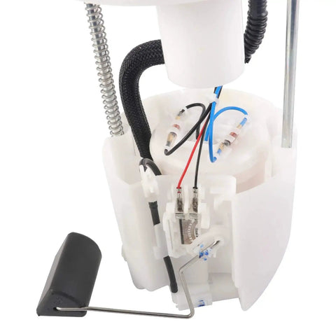 Close-up view of Electric Fuel Pump Module Assembly For 2005 Through 2019 Toyota Corolla 2005 Through 2013 Toyota Matrix And 2005 Through 2010 Pontiac Vibe 1.8L And 2.4L L4 Engines E8874M E3781M Compatible Drop In Ready showing wiring connections and float arm.