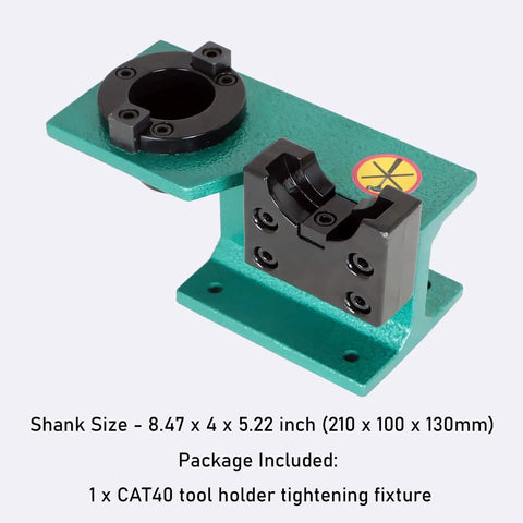 CAT40 Tool Holder Tightening Fixture For CNC Machines Universal Clamp with heavy-duty aluminum construction in green finish on white background